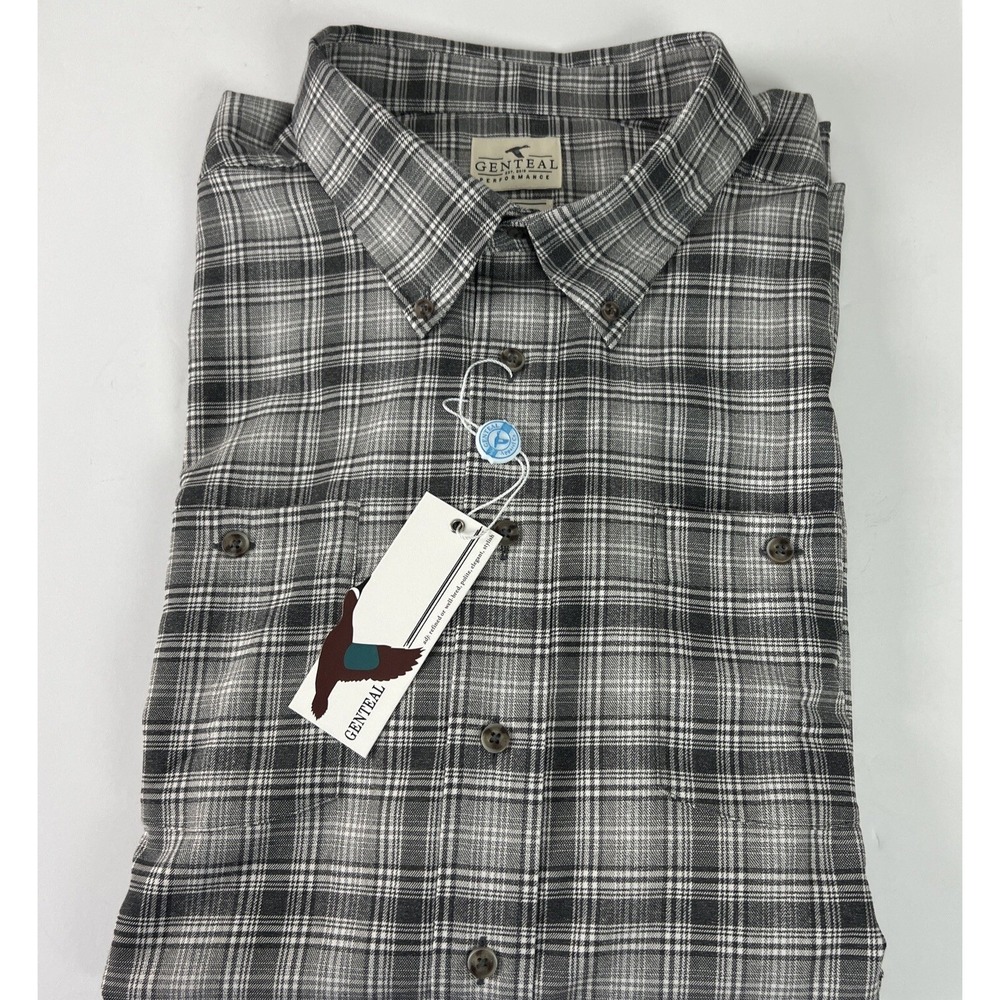 Genteal Men's Shirt Size 3XL Performance Flannel 1382 Plaid Clouded Grey A21‎